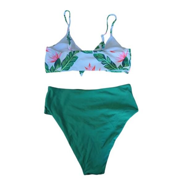 NEW Blooming Jelly Tropical High Waist Tie Knot Bikini Women's L - Picture 2 of 5